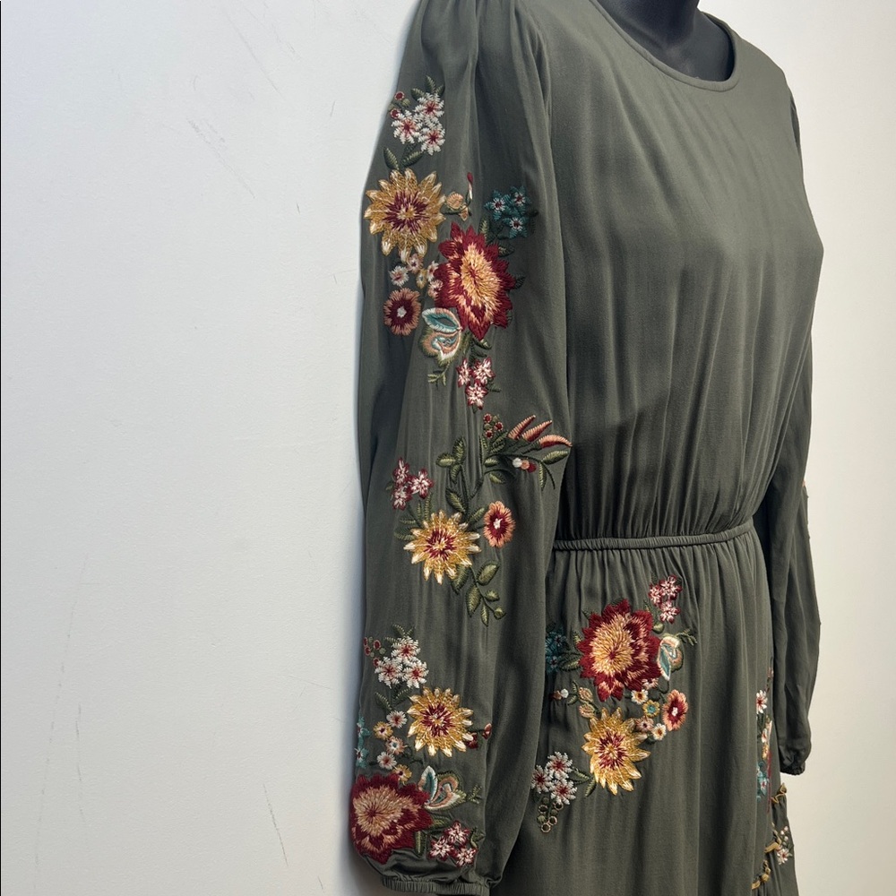 Savanna Jane Green Boho Floral Long Sleeve Dress Size Small - Picture 11 of 16